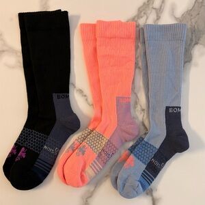 Bombas Athletic Crew Socks - Black, Coral, Sky Blue